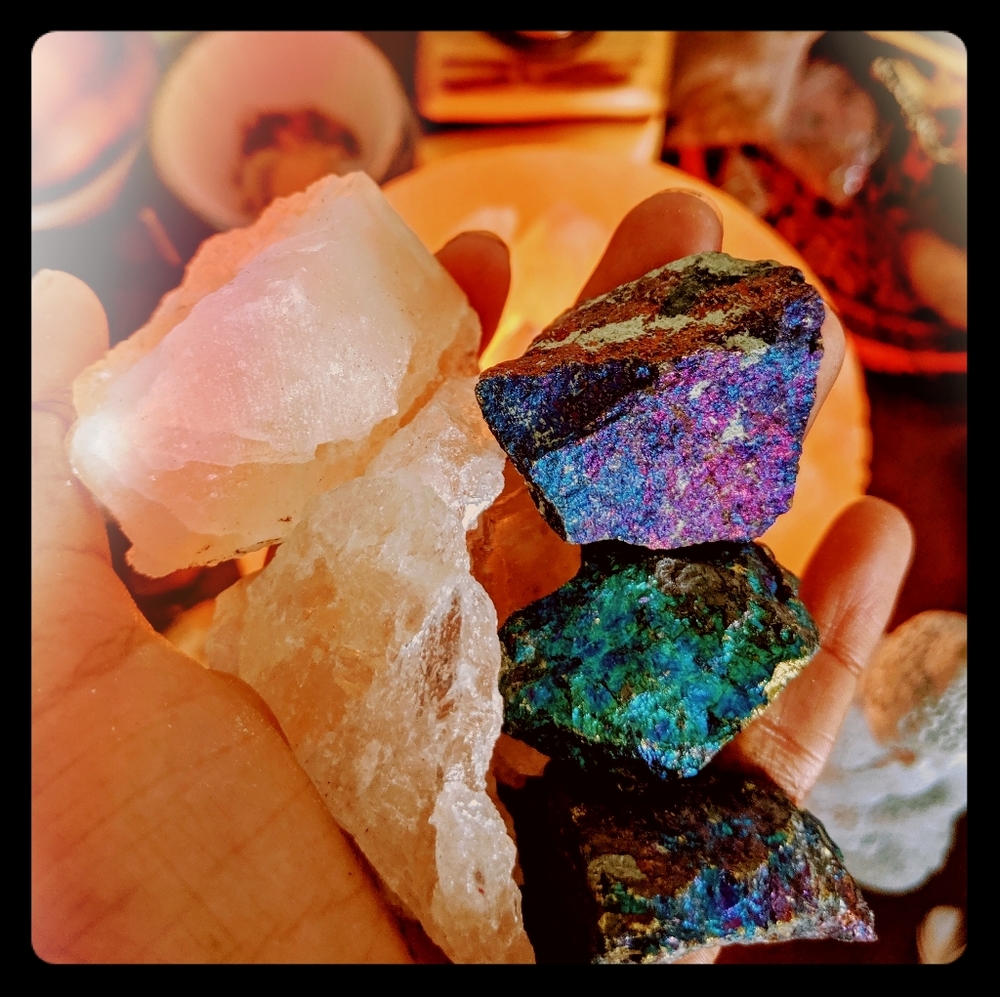 Large Chunky Himalayan Salt Chunks + Chalcopyrite